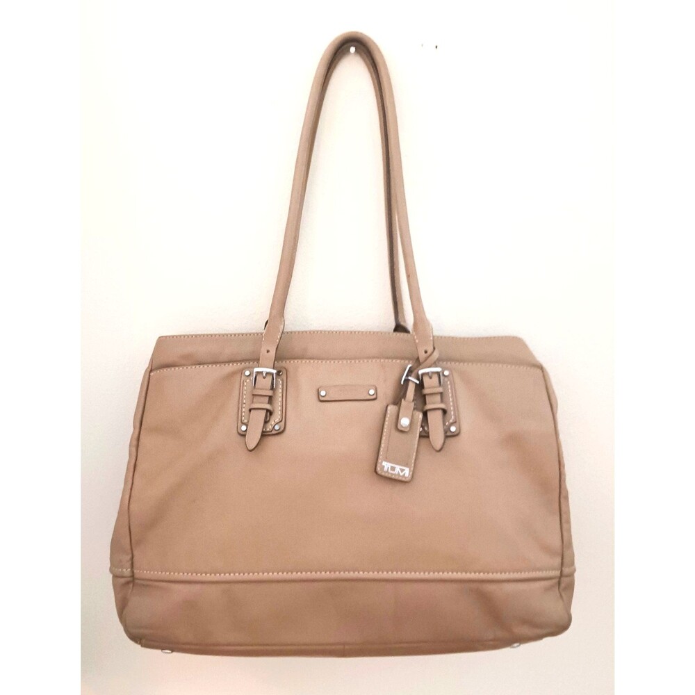TUMI Lg Camel Tan Leather Shoulder Tote Bag Everyday/ Business /Travel